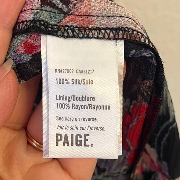 Paige Paradis 100% Silk Ruffle Floral Midi Dress M Dark Romantic Wedding Guest - Picture 8 of 13